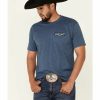 Men * | Cheap Ariat Men'S Heather Blue Land Logo Short Sleeve T-Shirt