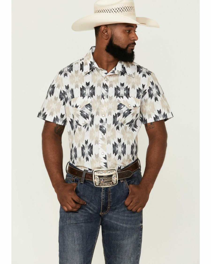 Men * | Latest Rock & Roll Denim Men'S Southwestern Print Short Sleeve Snap Western Shirt