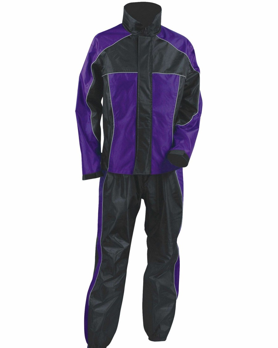 Women * | Special Offers Milwaukee Leather Women'S Purple/Black Waterproof Rain Suit