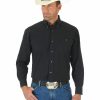 Men * | New George Strait By Wrangler Men'S Black Long Sleeve Western Shirt Tall