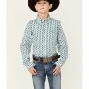 Men * | Premium Ariat Boys' Derek Diamond Geo Print Long Sleeve Button-Down Western Shirt