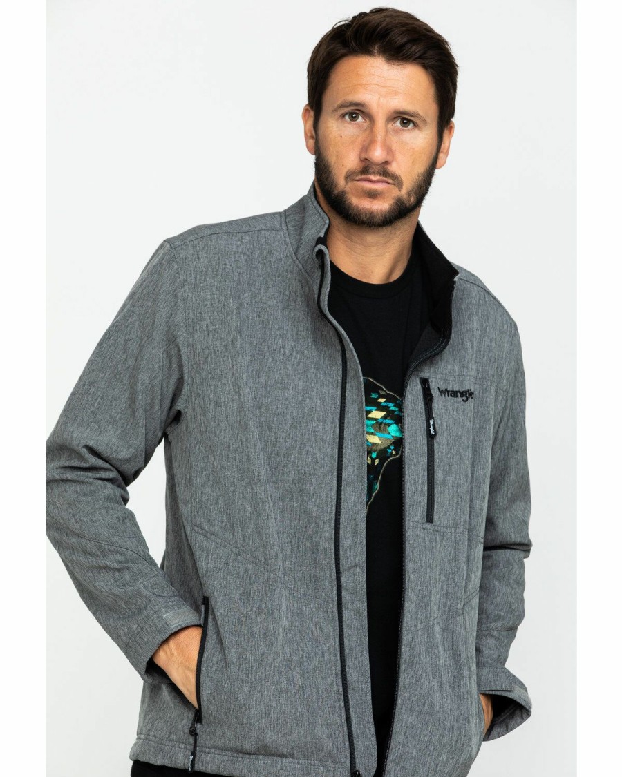 Men * | Sale Online Wrangler Men'S Heather Grey Trail Fleece Lined Zip Jacket