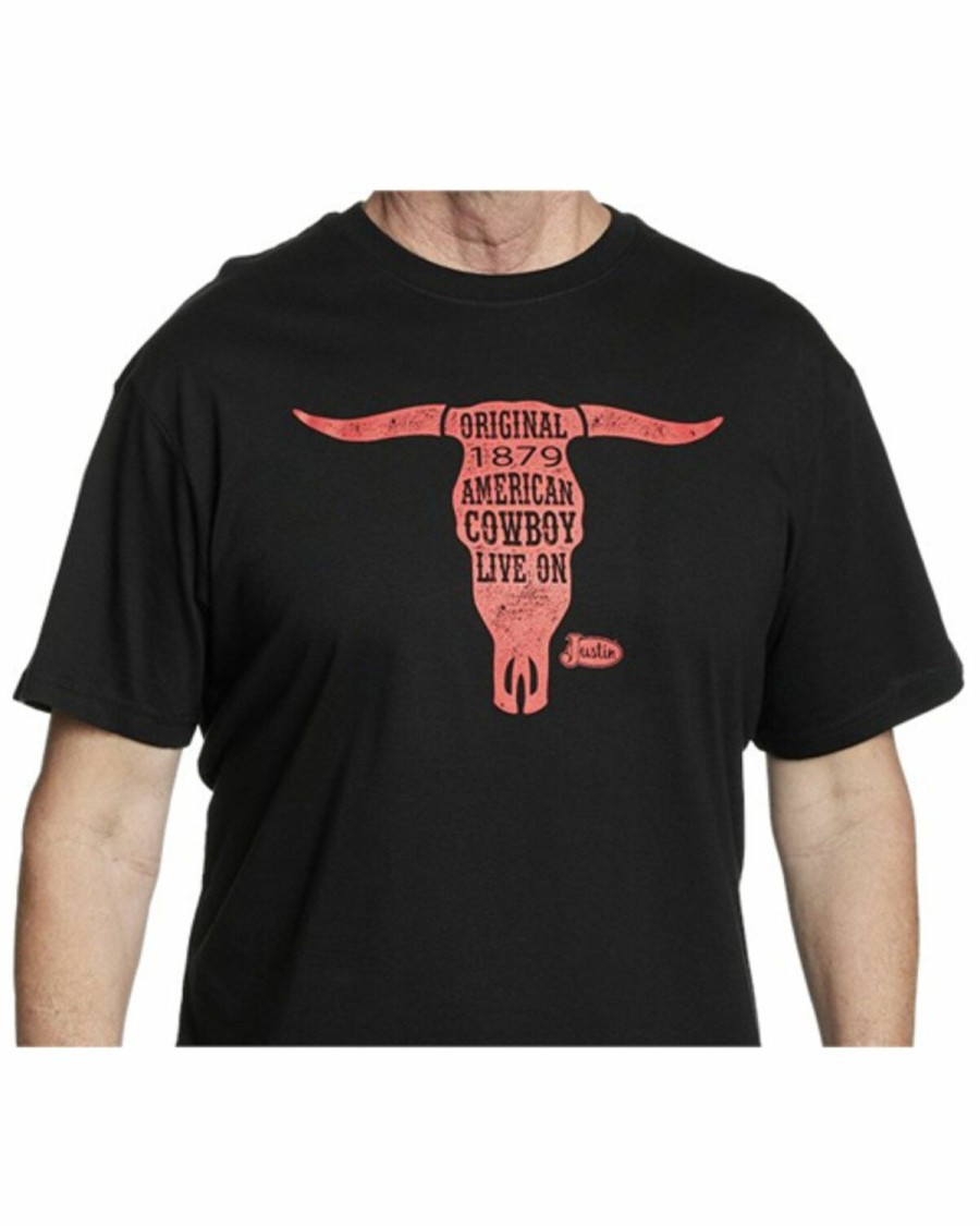 Men * | Attractive Justin Men'S Original American Cowboy Bull Graphic Short Sleeve T-Shirt