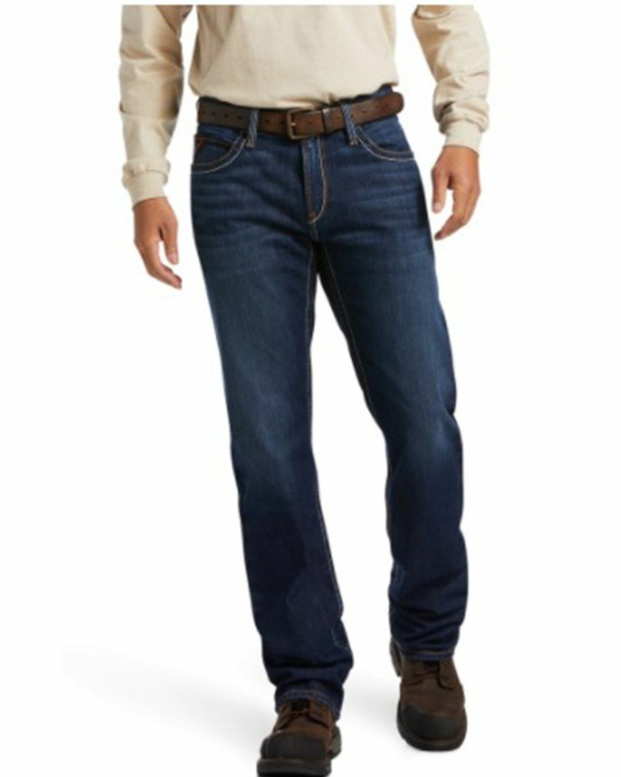 Men * | Sale Online Ariat Men'S Fr M4 Stillwell Dark Wash Durastretch Relaxed Bootcut Work Jeans Big