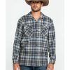 Men * | Attractive Pendleton Men'S Grey Board Oxford Plaid Long Sleeve Western Shirt