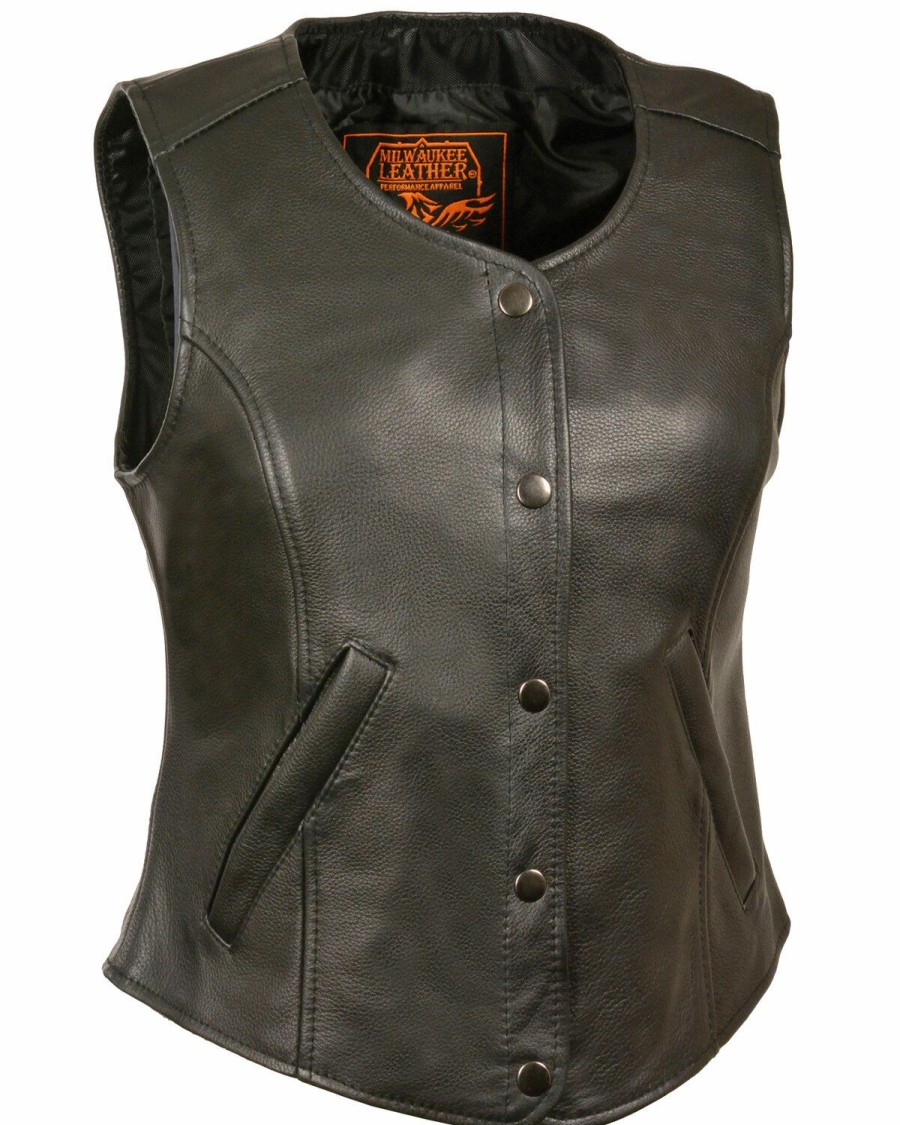 Women * | New Milwaukee Leather Women'S Snap Front Long Body Vest 3X