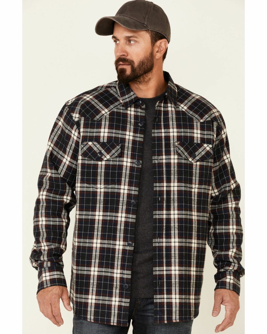 Men * | Sale Online Cody James Men'S Storm Front Bonded Large Plaid Long Sleeve Snap Western Flannel Shirt