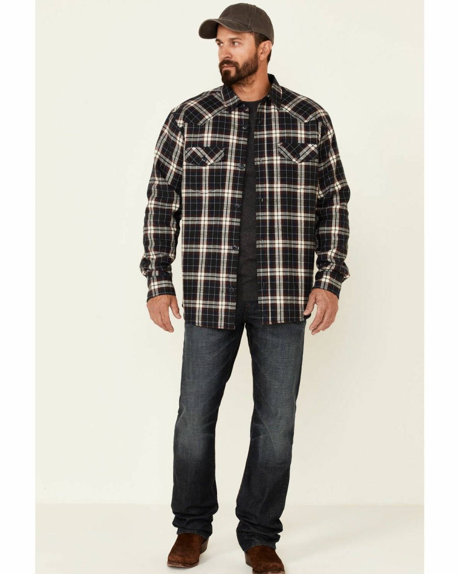 Men * | Sale Online Cody James Men'S Storm Front Bonded Large Plaid Long Sleeve Snap Western Flannel Shirt