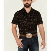 Men * | New Rock & Roll Denim Men'S Black Desert Print Short Sleeve Snap Western Shirt