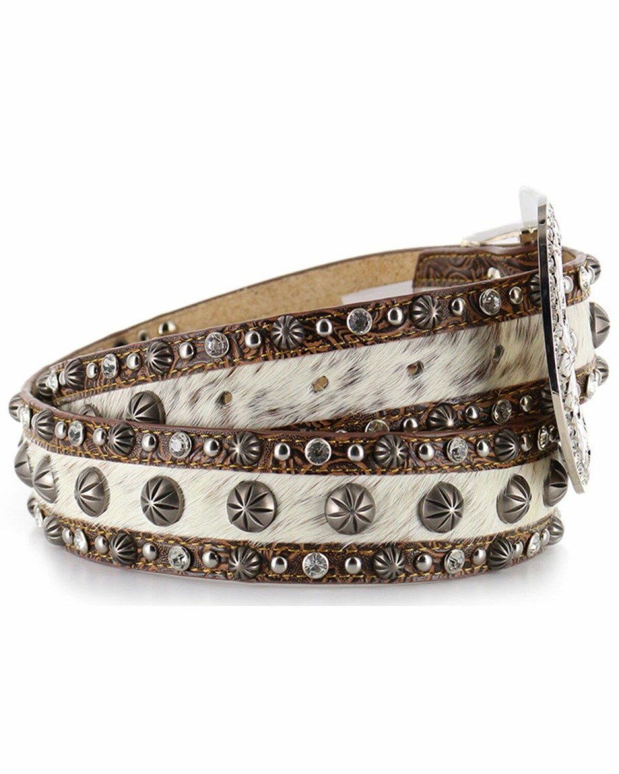 Women * | Shyanne Special Offers Angel Ranch Women'S Hair-On Hide Concho Belt