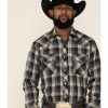 Men * | Hot Sell Roper Men'S Black Classic Small Plaid Long Sleeve Western Shirt