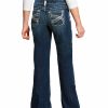 Gifts * | Latest Ariat Girls' R.E.A.L Dark Wash Entwined Dresden Stretch Slim Bootcut Jeans