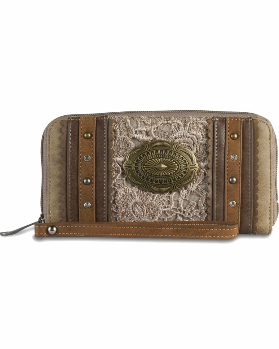 Women * | Cut Price Justin Women'S Lace Concho Zip Closure Wallet