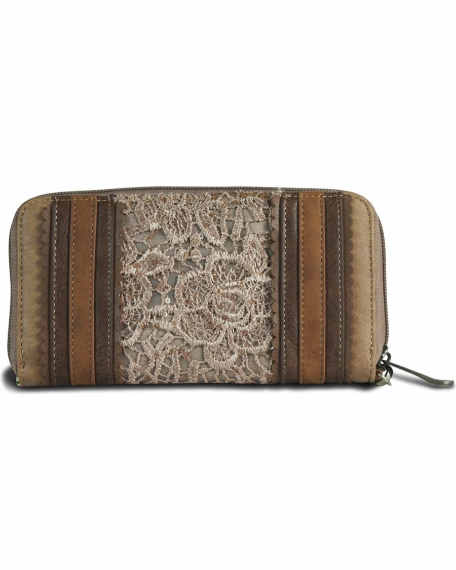 Women * | Cut Price Justin Women'S Lace Concho Zip Closure Wallet