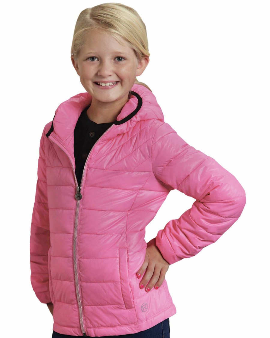 Kids * | Special Offers Roper Girls' Rangegear Crushable Hooded Jacket