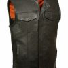 Men * | New Threads Milwaukee Leather Men'S Black Collarless Club Style Vest