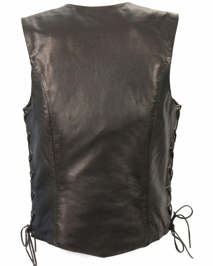 Women * | New Milwaukee Leather Women'S Black Lightweight Side Lace Conceal Carry Vest 5X