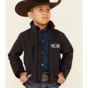 Kids * | Sale Online Cowboy Hardware Boys' Dark Brown Live Wild Embroidered Zip-Front Poly Shell Jacket