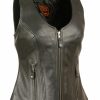 Women * | Hot Selling Milwaukee Leather Women'S Open Neck Zipper Front Leather Vest 3X