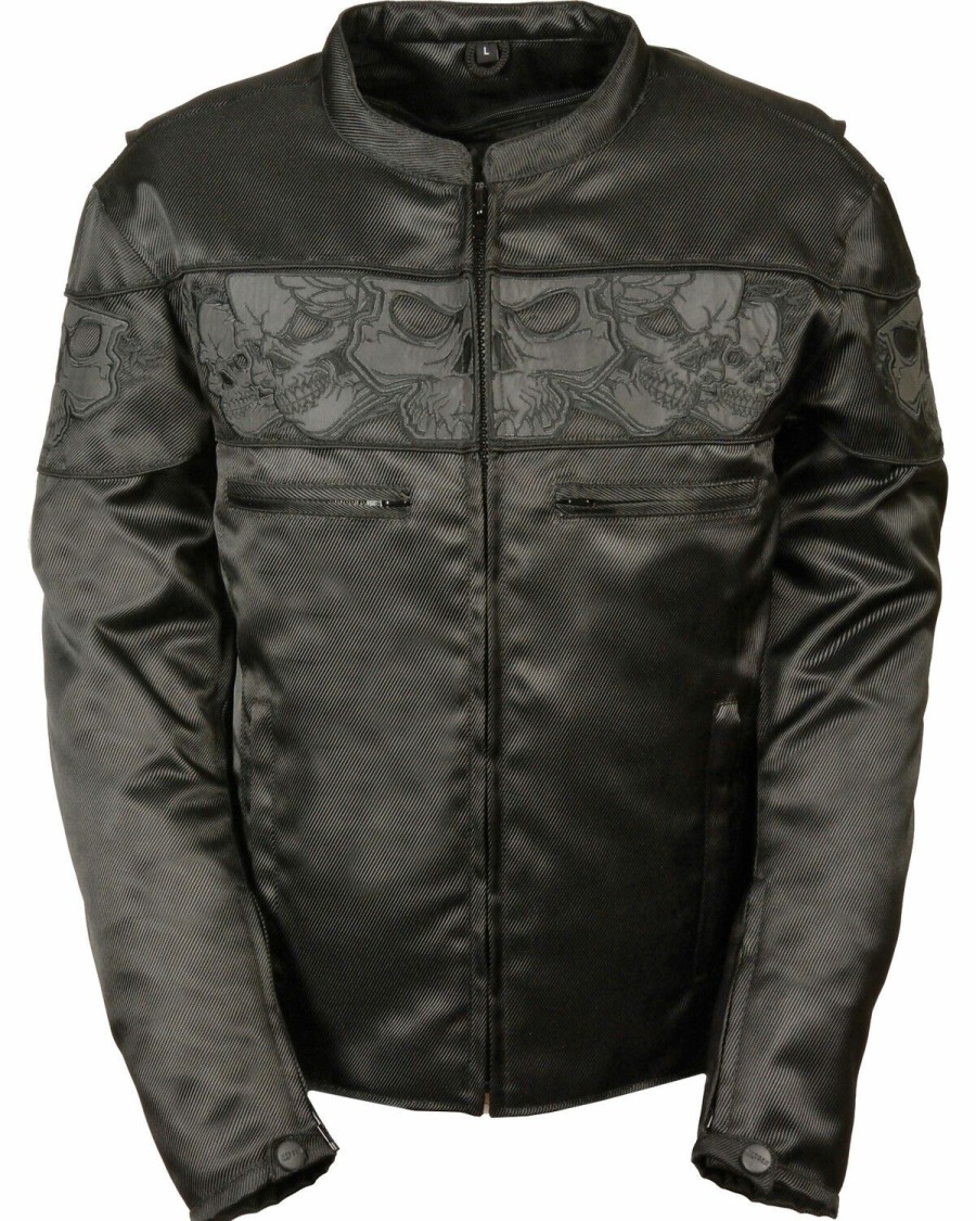 Men * | Best Sellers Milwaukee Leather Men'S Reflective Skulls Textile Jacket