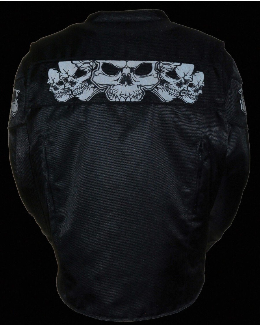 Men * | Best Sellers Milwaukee Leather Men'S Reflective Skulls Textile Jacket