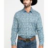 Men * | Sale Online Scully Signature Soft Series Men'S Turquoise Paisley Print Long Sleeve Western Shirt