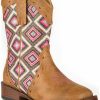 Kids * | Sale Online Roper Toddler Girls' Tan Glitter Geo Western Boots Square Toe