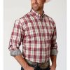 Men * | Latest Roper Amarillo Men'S Vintage Red Plaid Long Sleeve Western Shirt