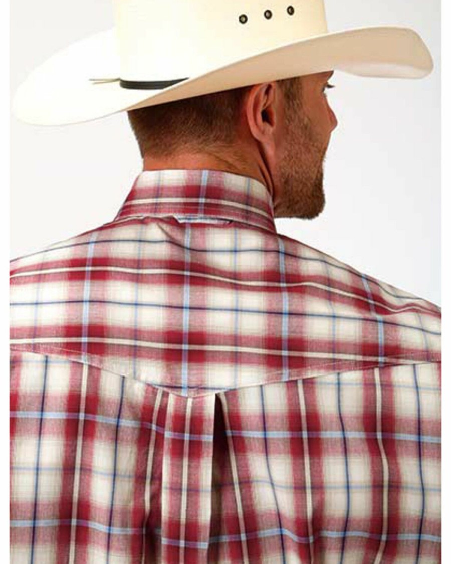 Men * | Latest Roper Amarillo Men'S Vintage Red Plaid Long Sleeve Western Shirt