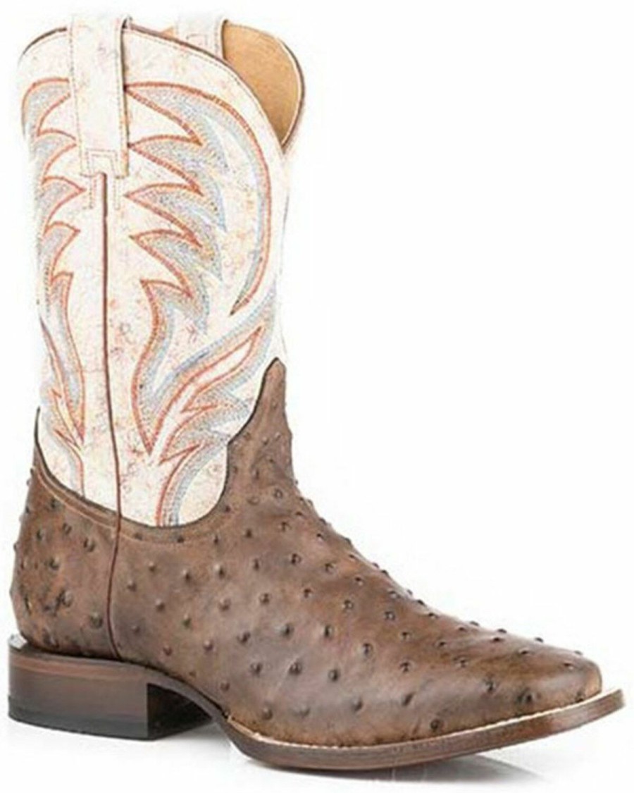 Men * | Attractive Roper Men'S Ostrich Print Western Boots Square Toe