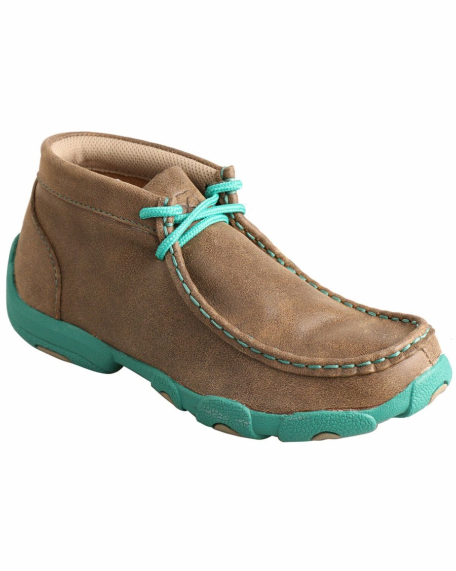 Kids * | Exquisite Gifts Twisted X Kid'S Brown And Turquoise Leather Driving Mocs