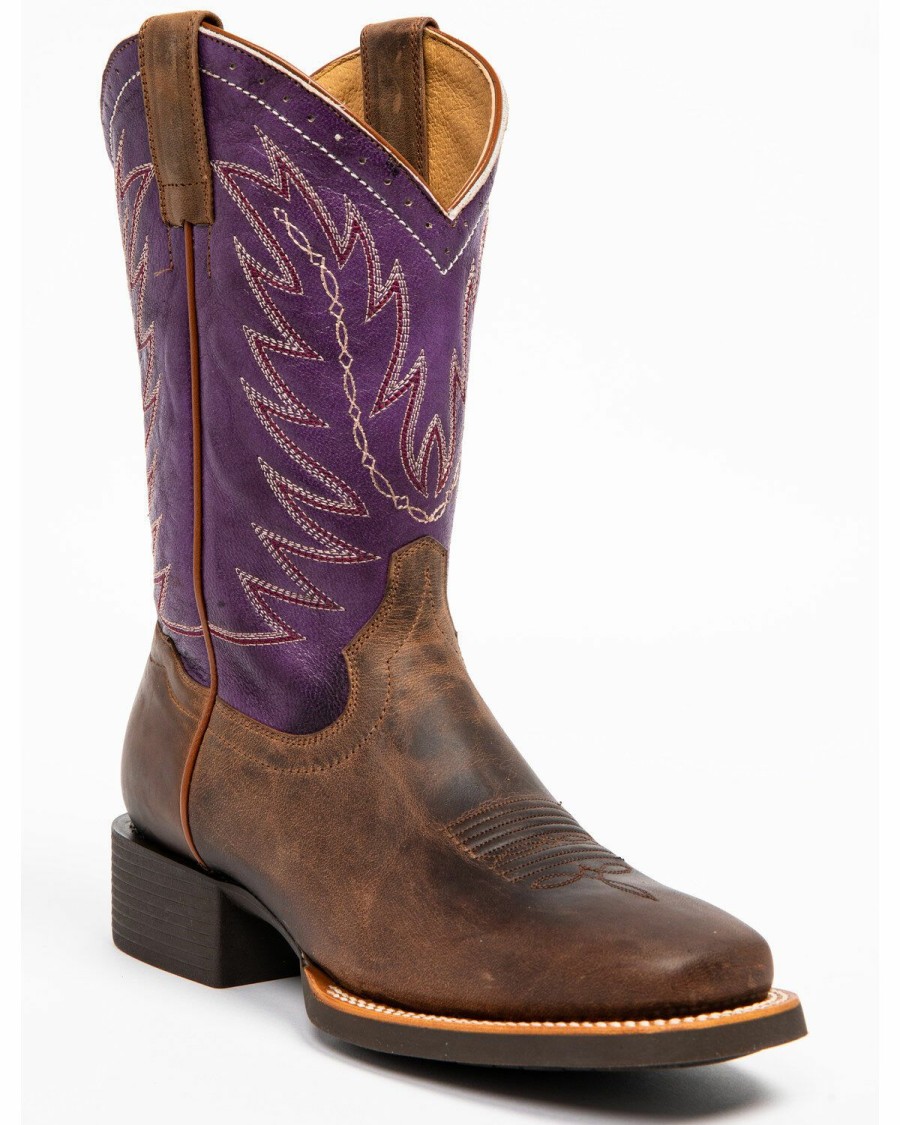 Women * | Sale Online Shyanne Women'S Purple Burnish Western Boots Square Toe