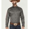 Men * | Discount Ariat Men'S Solid Team Logo Button-Down Western Shirt Big & Tall