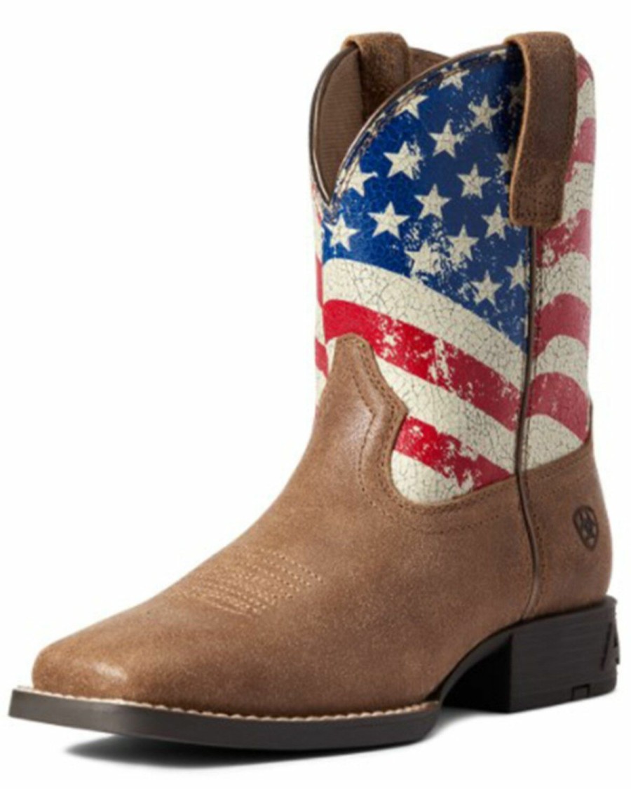 Kids * | New Threads Ariat Boys' Stars & Stripes Western Boots Wide Square Toe