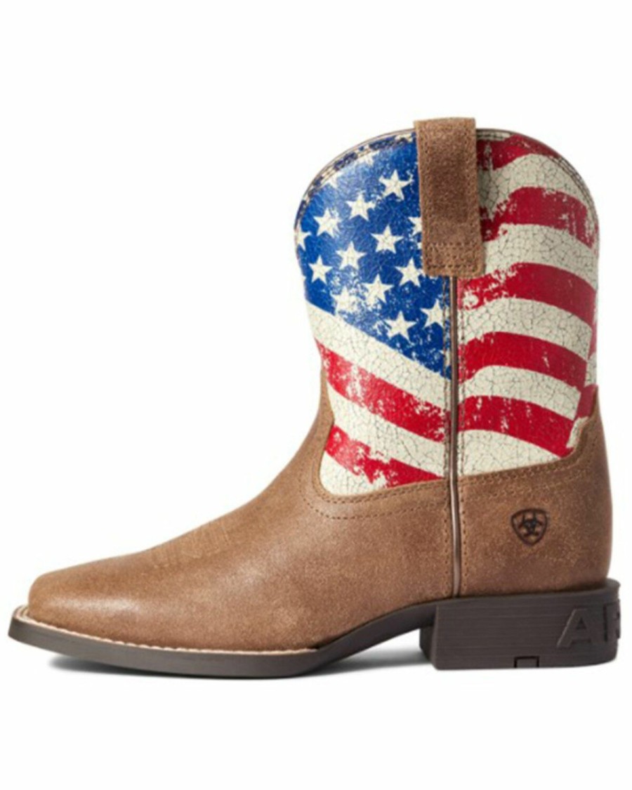 Kids * | New Threads Ariat Boys' Stars & Stripes Western Boots Wide Square Toe