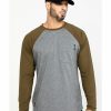 Men * | Hot Selling Hawx Men'S Olive Baseball Raglan Crew Long Sleeve Work Shirt