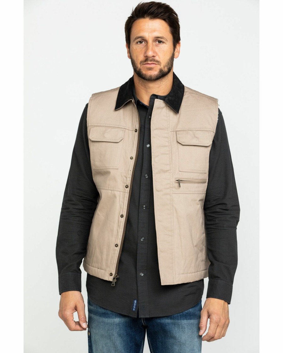 Men * | Best Sellers Cody James Men'S Tan Ranchero Timberwolf Canvas Vest