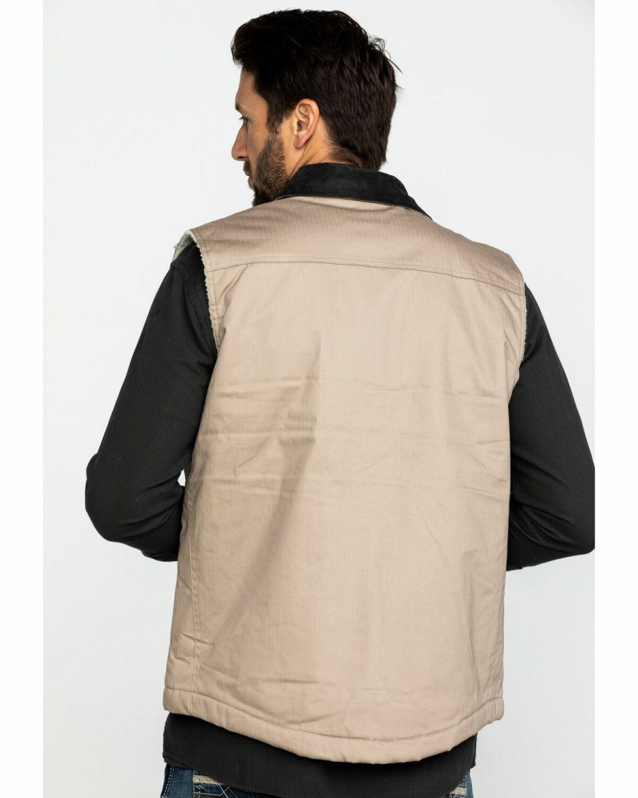 Men * | Best Sellers Cody James Men'S Tan Ranchero Timberwolf Canvas Vest