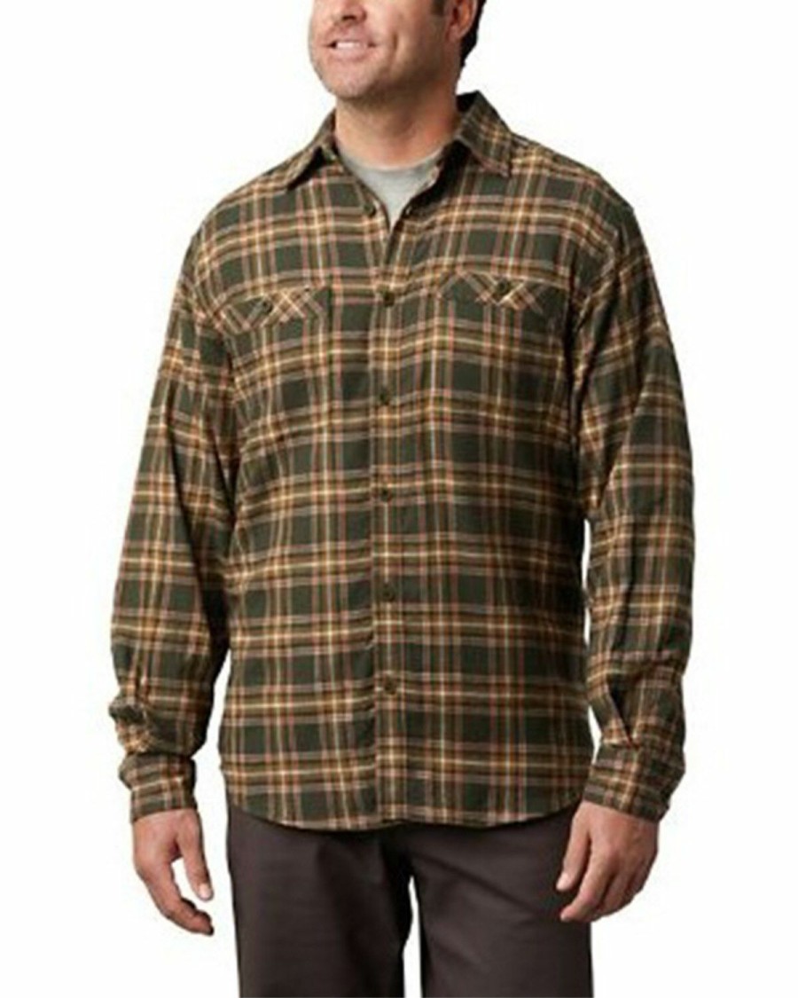 Men * | Latest Wolverine Men'S Olive Grayson Plaid Stretch Flannel Button Down Work Shirt