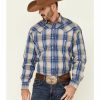 Men * | Attractive Stetson Men'S Large Plaid Long Sleeve Snap Western Shirt