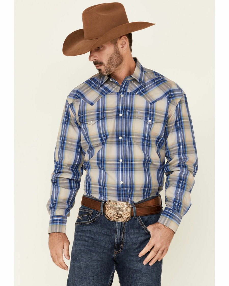 Men * | Attractive Stetson Men'S Large Plaid Long Sleeve Snap Western Shirt