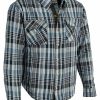 Men * | Milwaukee Leather Official Milwaukee Performance Men'S Aramid Reinforced Flannel Biker Shirt Big & Tall