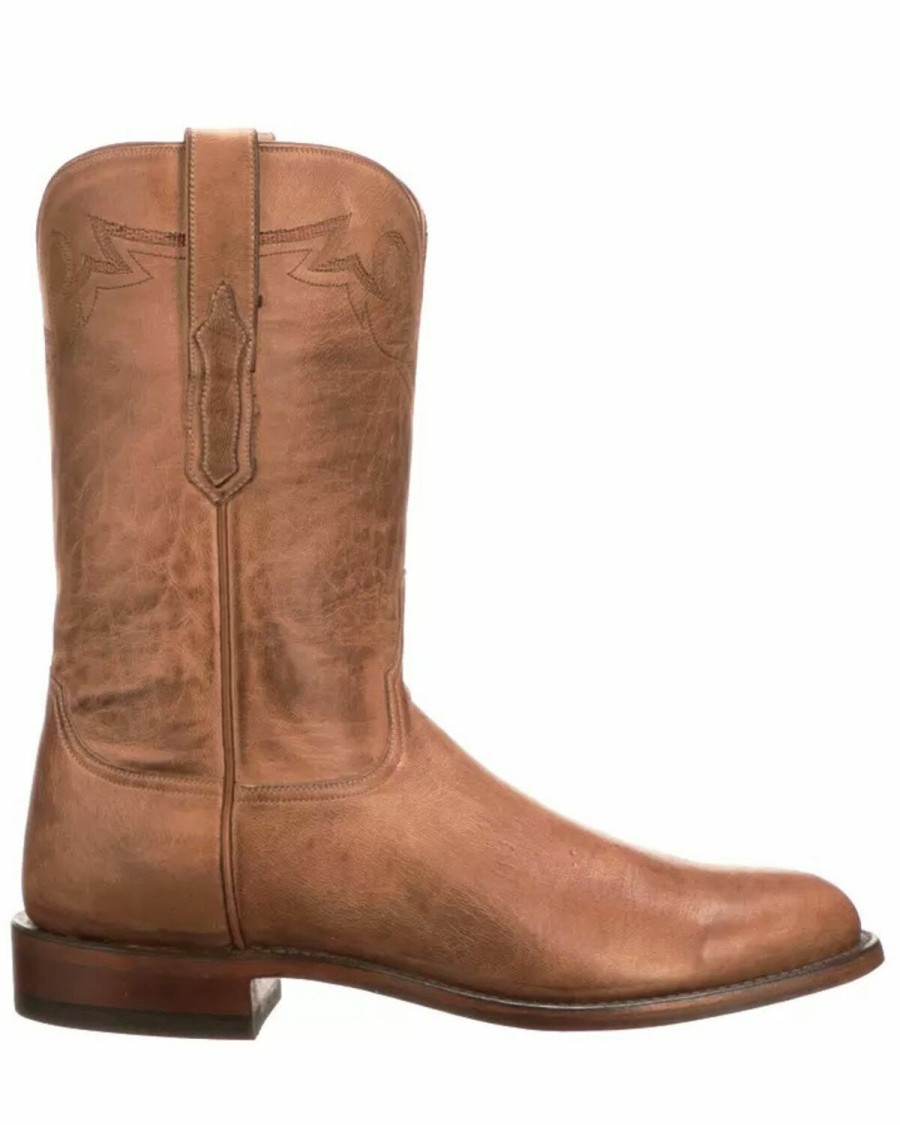 Gifts * | New Lucchese Men'S Tan Sunset Roper Western Boots Round Toe