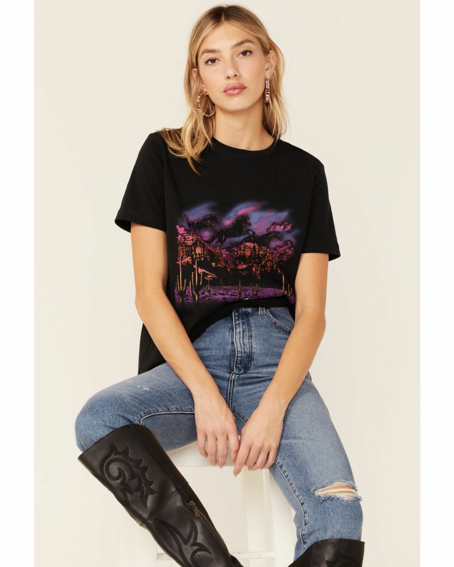 Women * | Cut Price Wrangler Retro Women'S Night Desert Graphic Tee Black