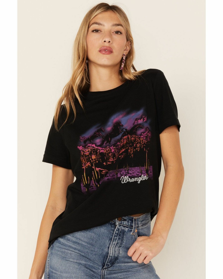 Women * | Cut Price Wrangler Retro Women'S Night Desert Graphic Tee Black