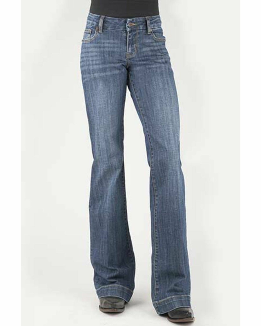 Women * | Premium Stetson Women'S 214 Medium Wash Pieced Pocket Trouser Leg Jean