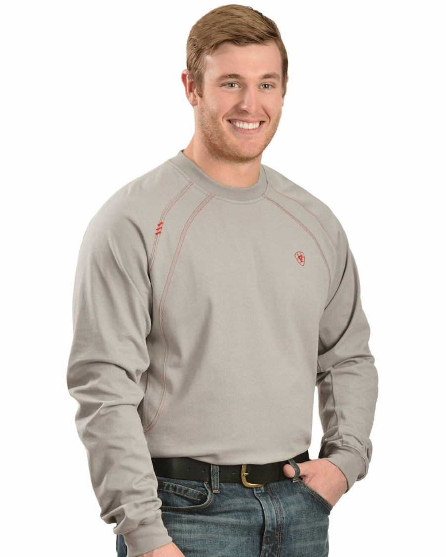 Men * | Unique Ariat Men'S Knit Fire Resistant Work Crew Long Sleeve