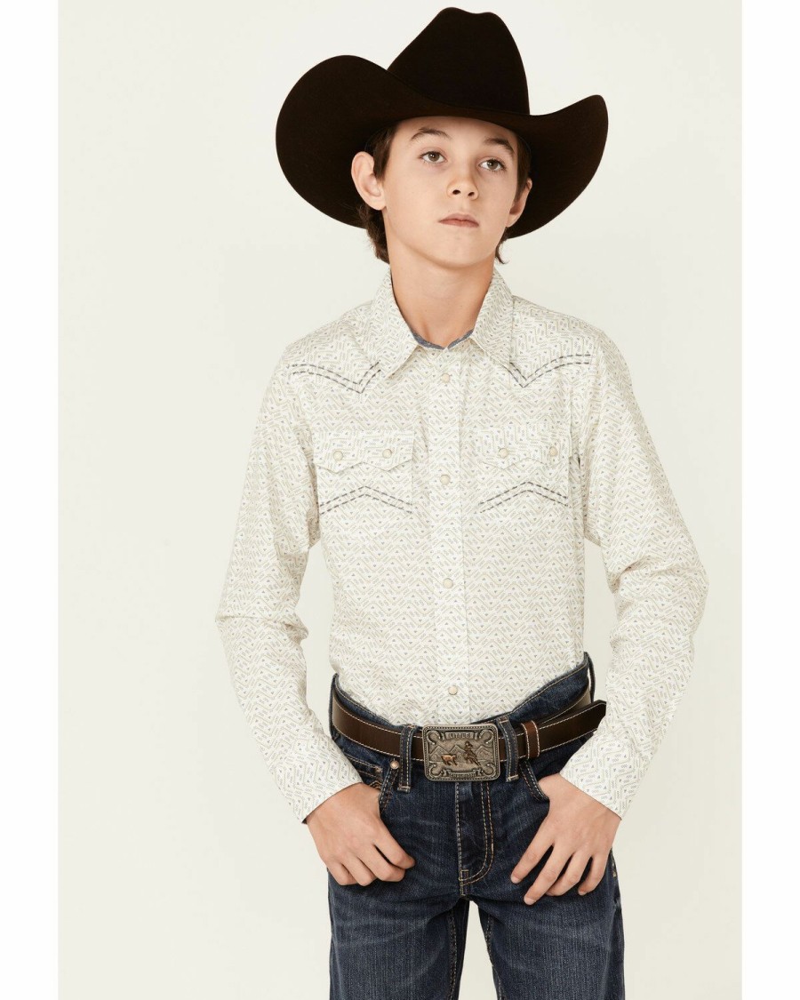 Kids * | Official Cody James Boys' Crackle Southwestern Print Long Sleeve Snap Western Shirt