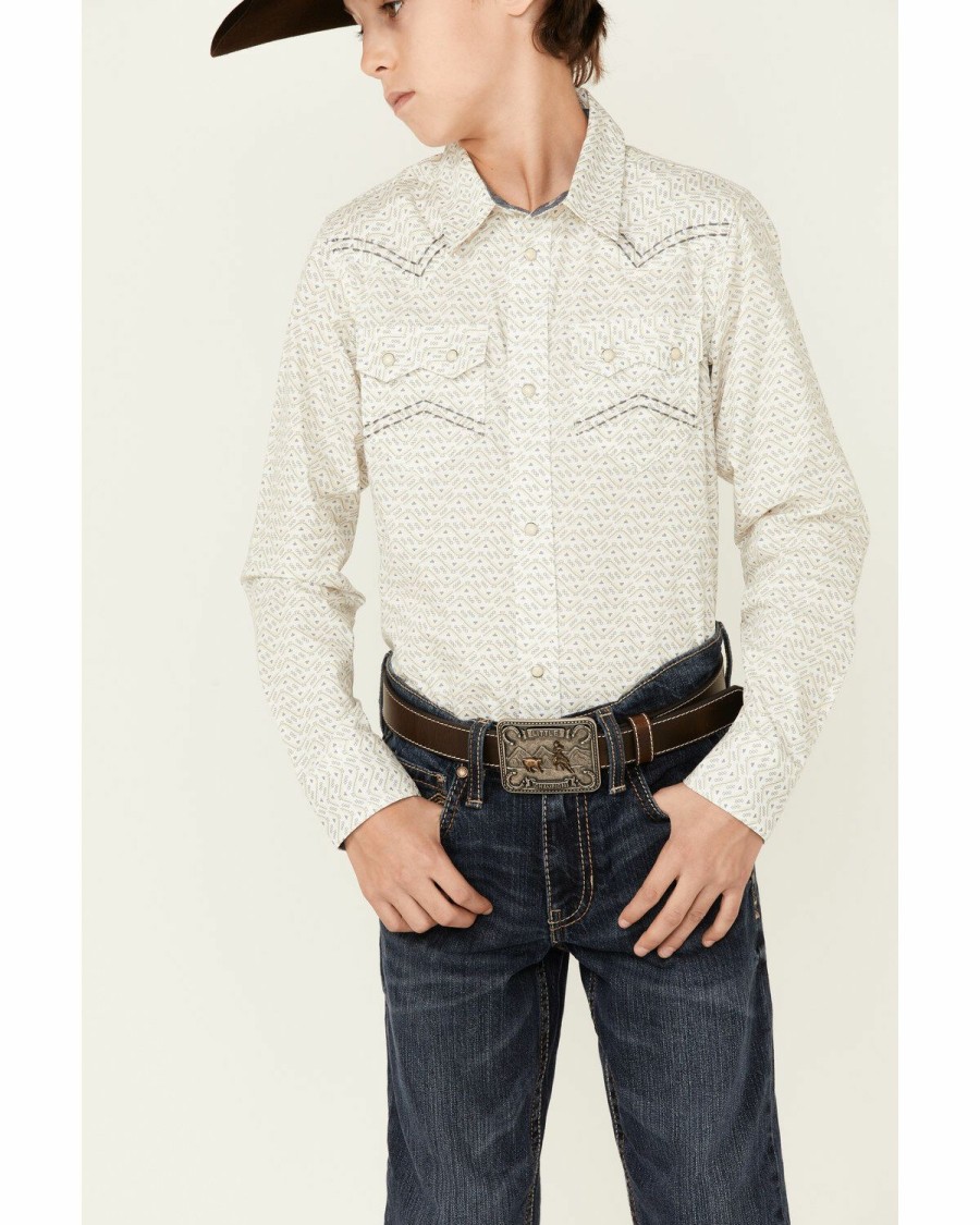 Kids * | Official Cody James Boys' Crackle Southwestern Print Long Sleeve Snap Western Shirt