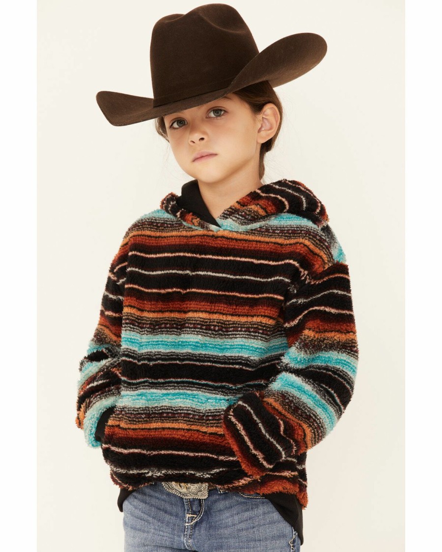 Kids * | New Threads Shyanne Girls' Serape Stripe Sherpa-Lined Sweatshirt Hoodie